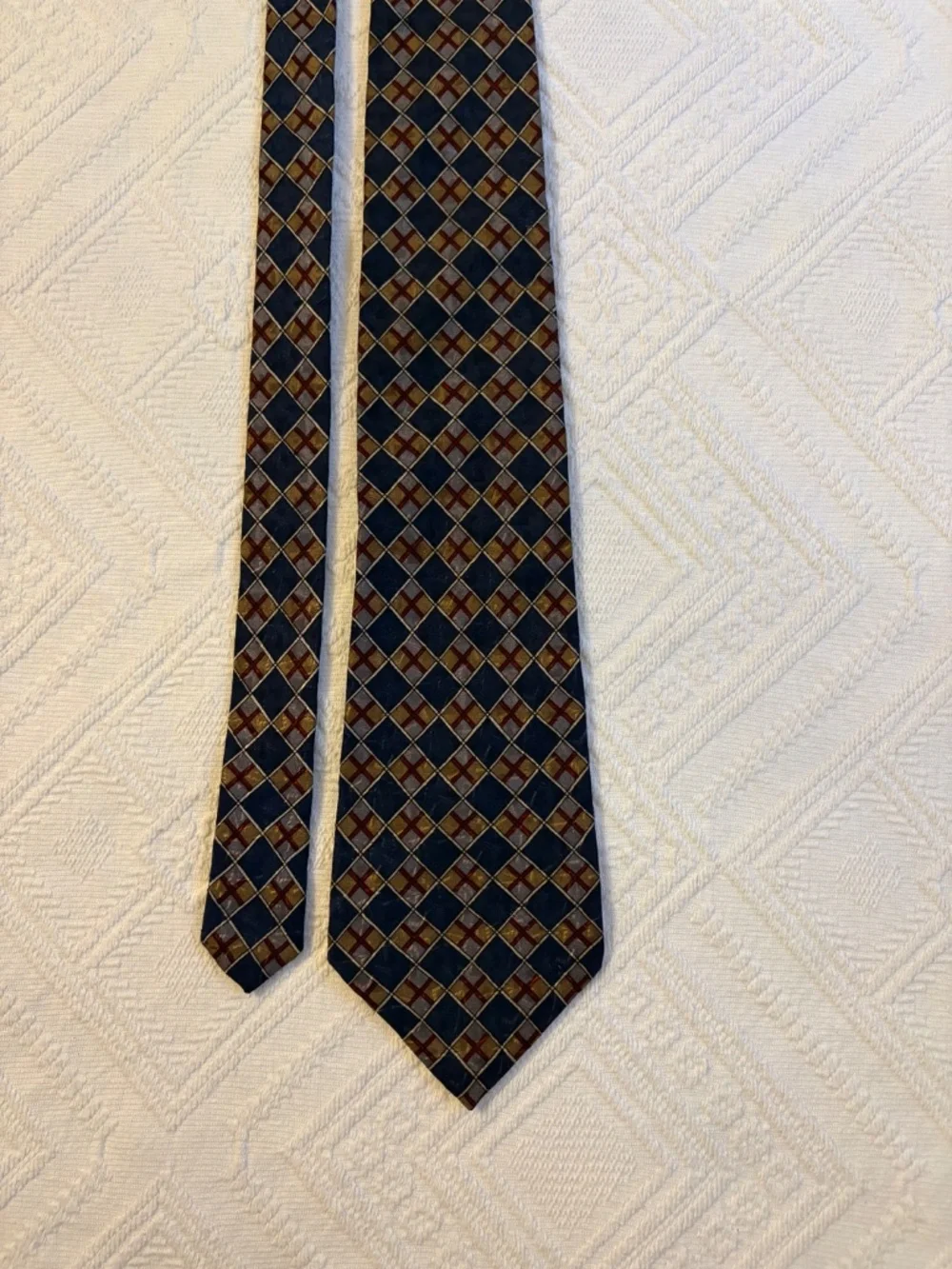 Vintage Z INC 100% Silk Geometric Jacquard Men's Necktie - Wide 4